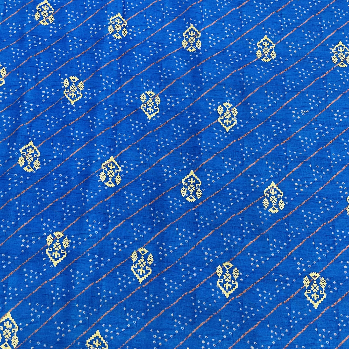 Dark Blue Bandhani With Foil Chanderi Fabric - TradeUNO