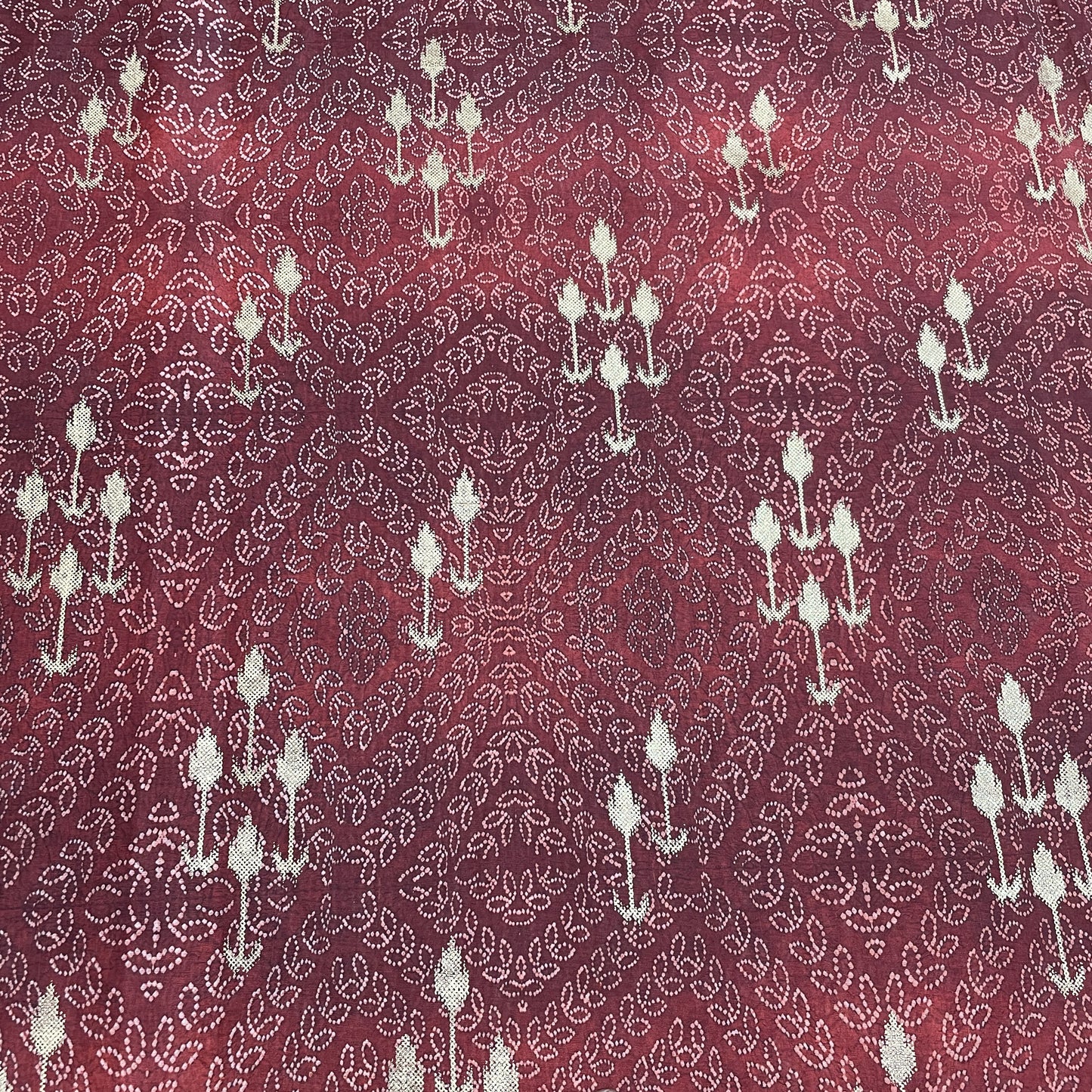 Maroon Bandhani With Foil Chanderi Fabric - TradeUNO