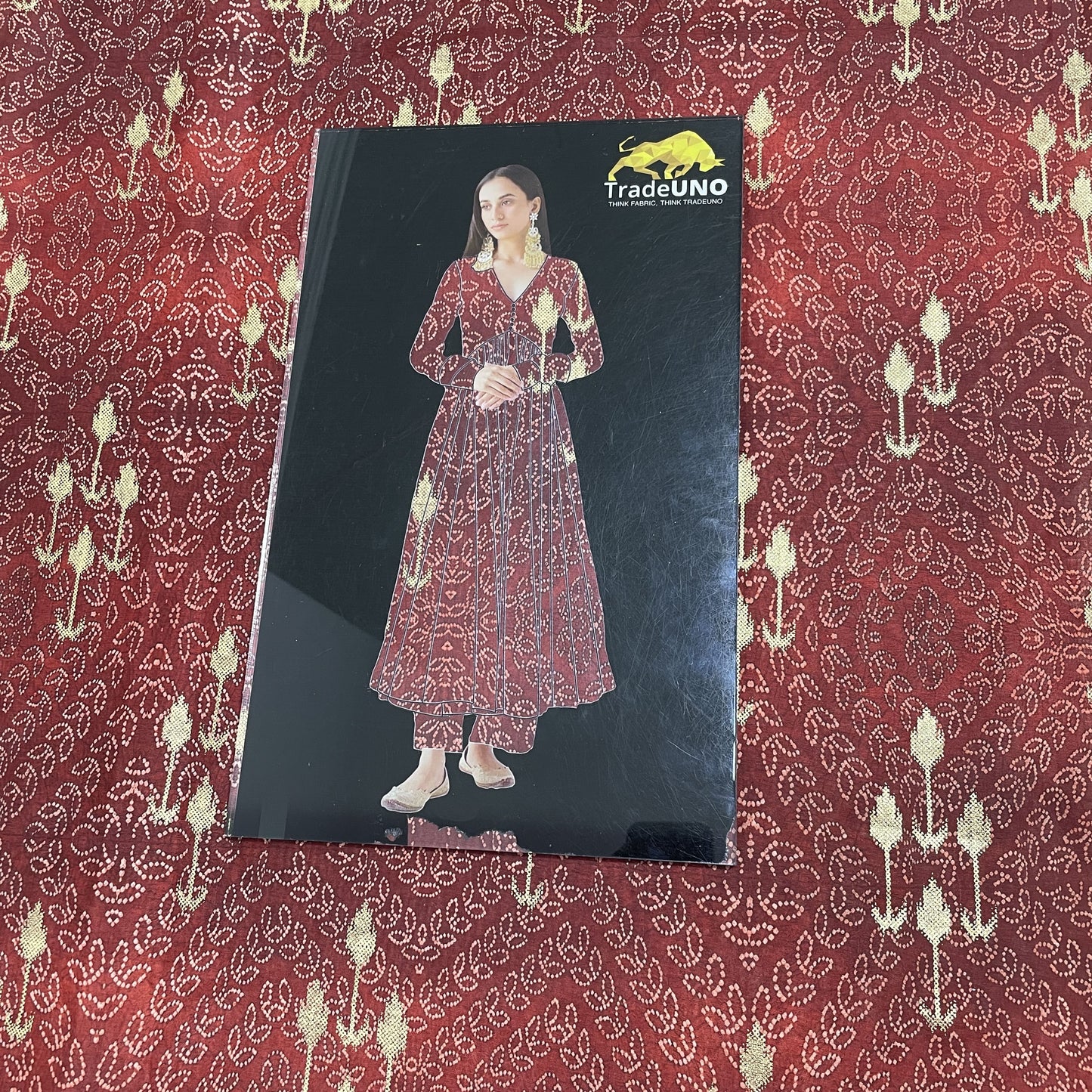 Maroon Bandhani With Foil Chanderi Fabric - TradeUNO