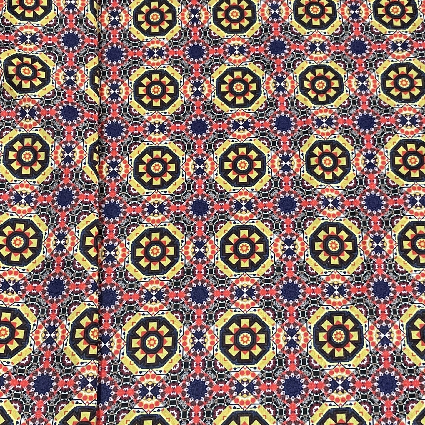 Classic Blue Ajrakh Print Velvet Fabric