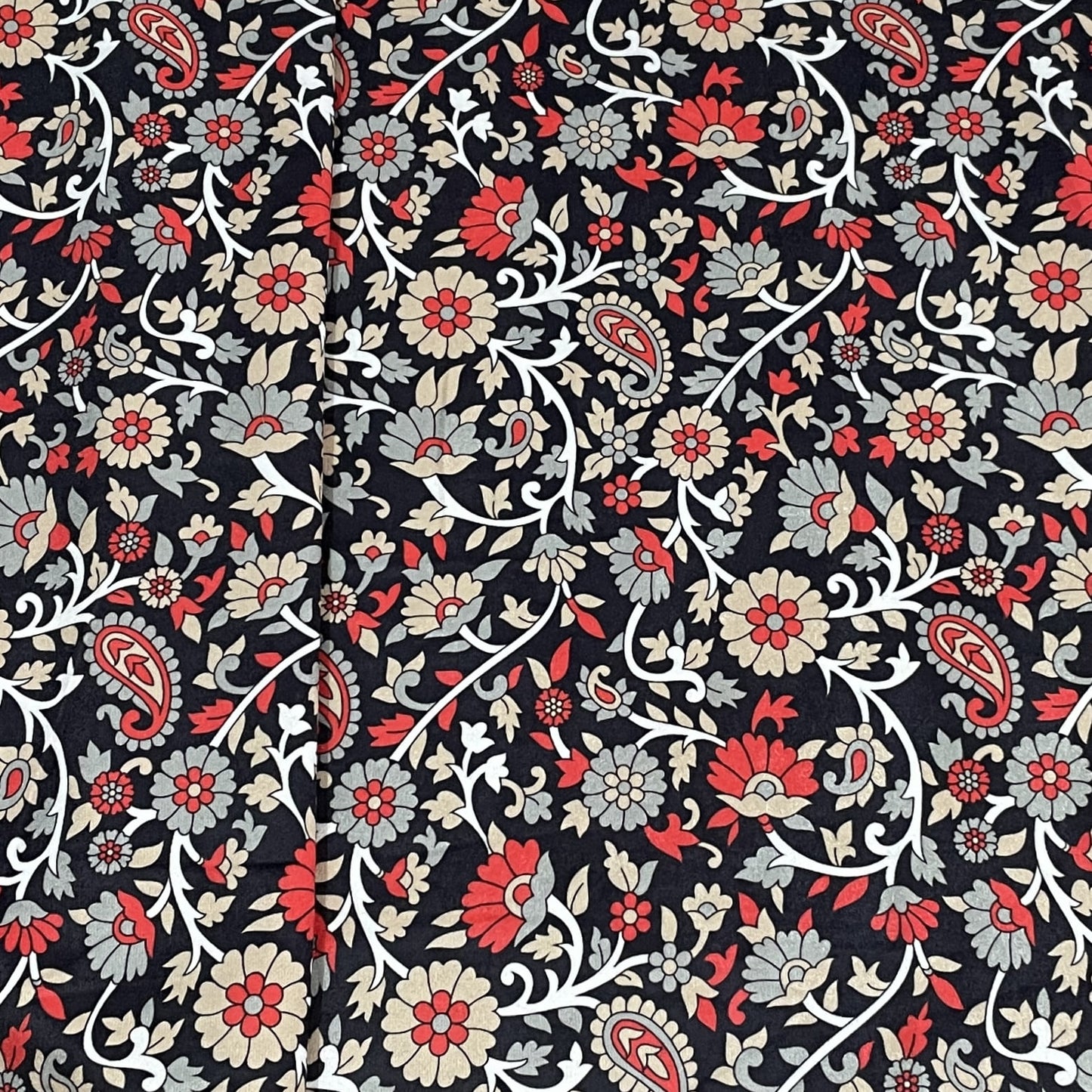 Classic Dark Blue Floral Print Velvet Fabric