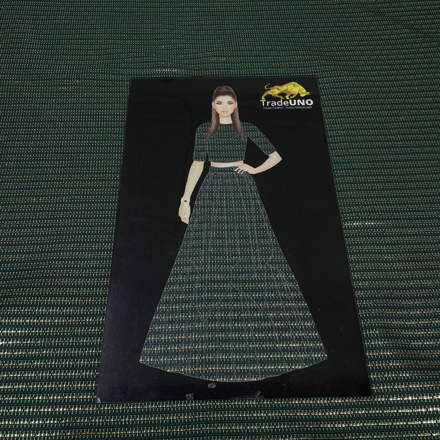 Dark Green With Lurex Brocade Jacquard Fabric - TradeUNO