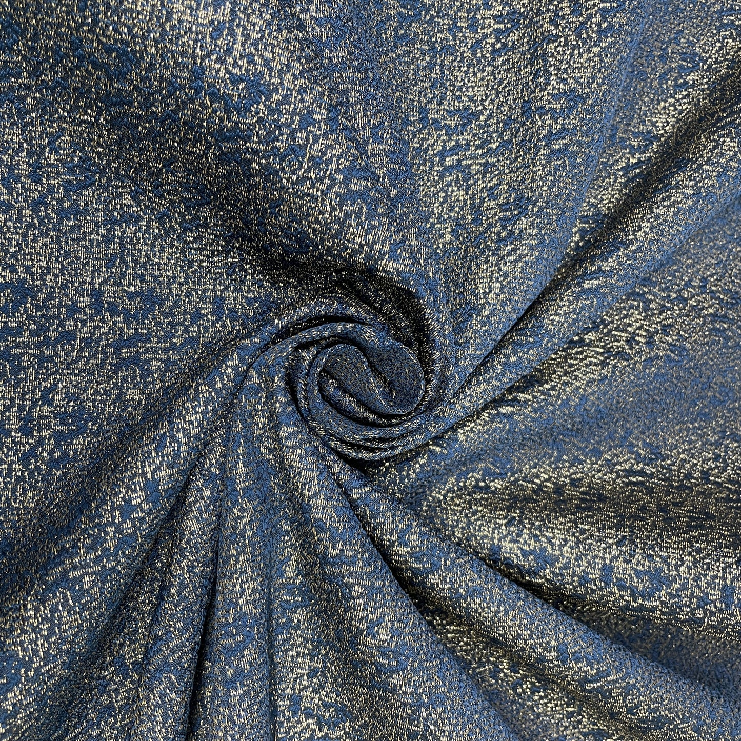 Blue With Golden Lurex Brocade Jacquard Fabric