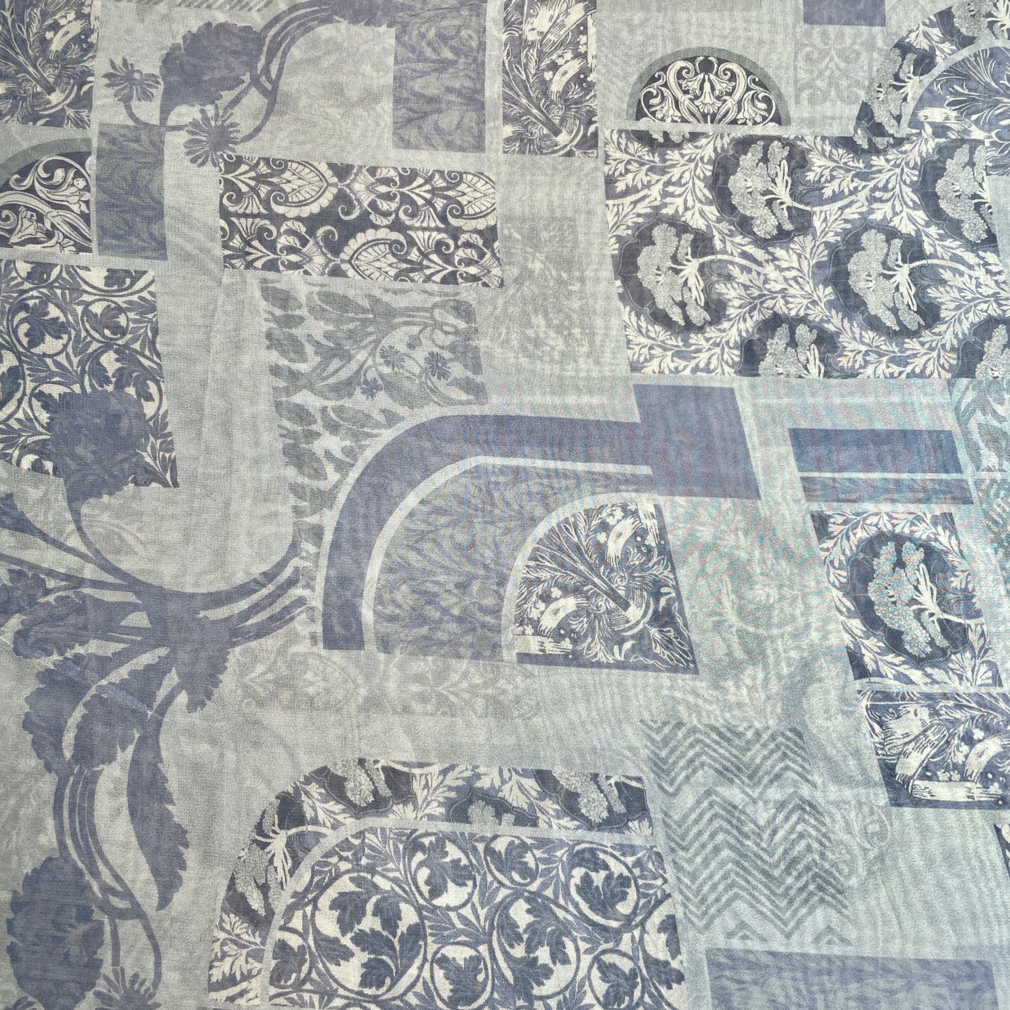 Blue Geomatrical Abstract Multicolor Print Georgette Fabric 17100