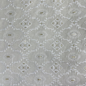 Cream Cut Dana Thread Embroidery Russian Silk Fabric 17868