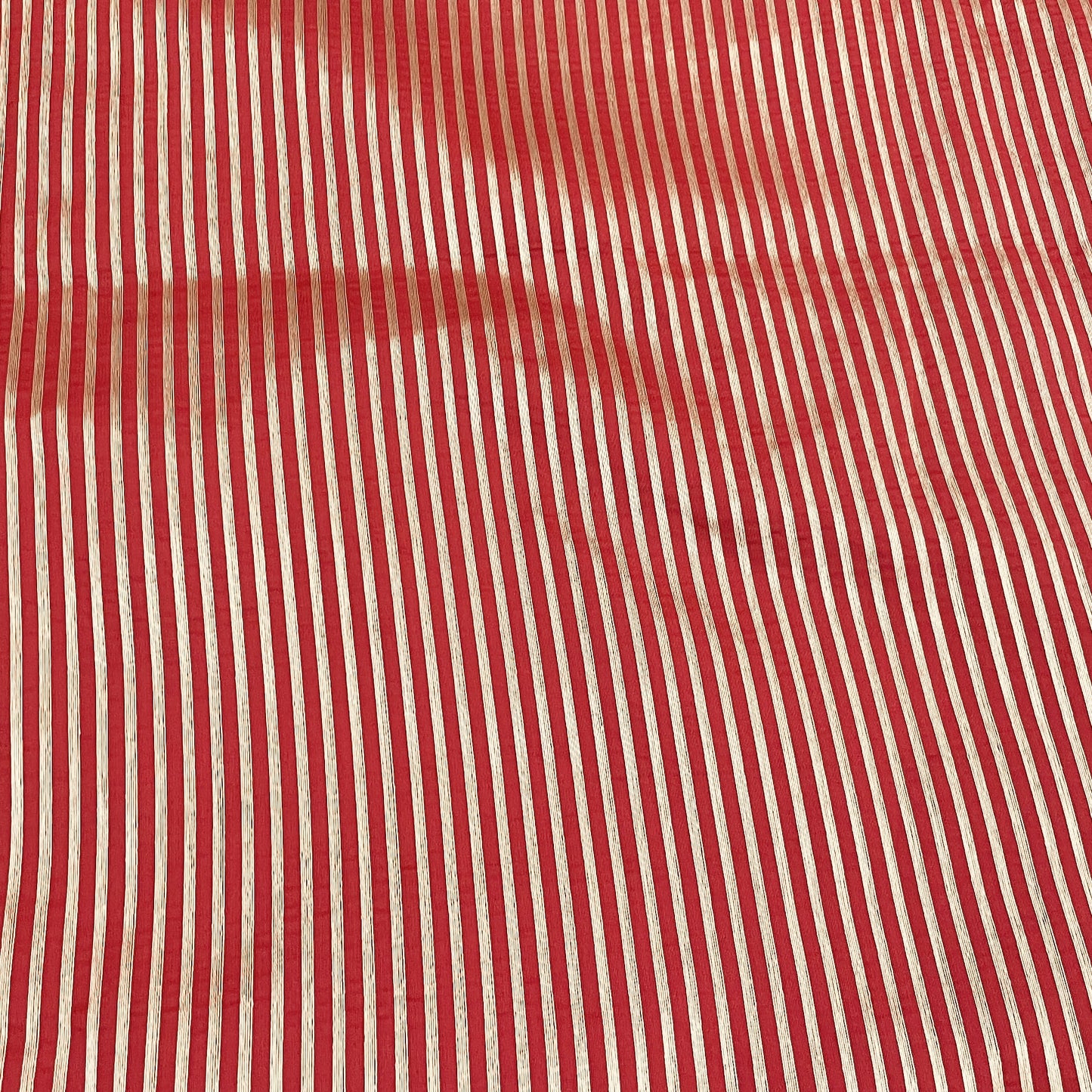Classic Red Golden Stripe Brocade Jacquard Fabric