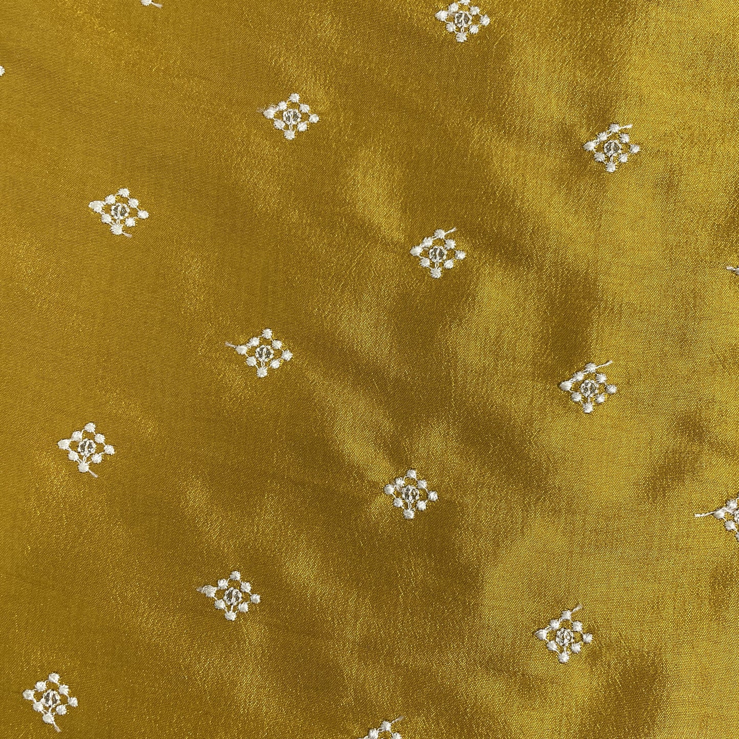 Mustard Thread Embroidery Russian Silk Fabric