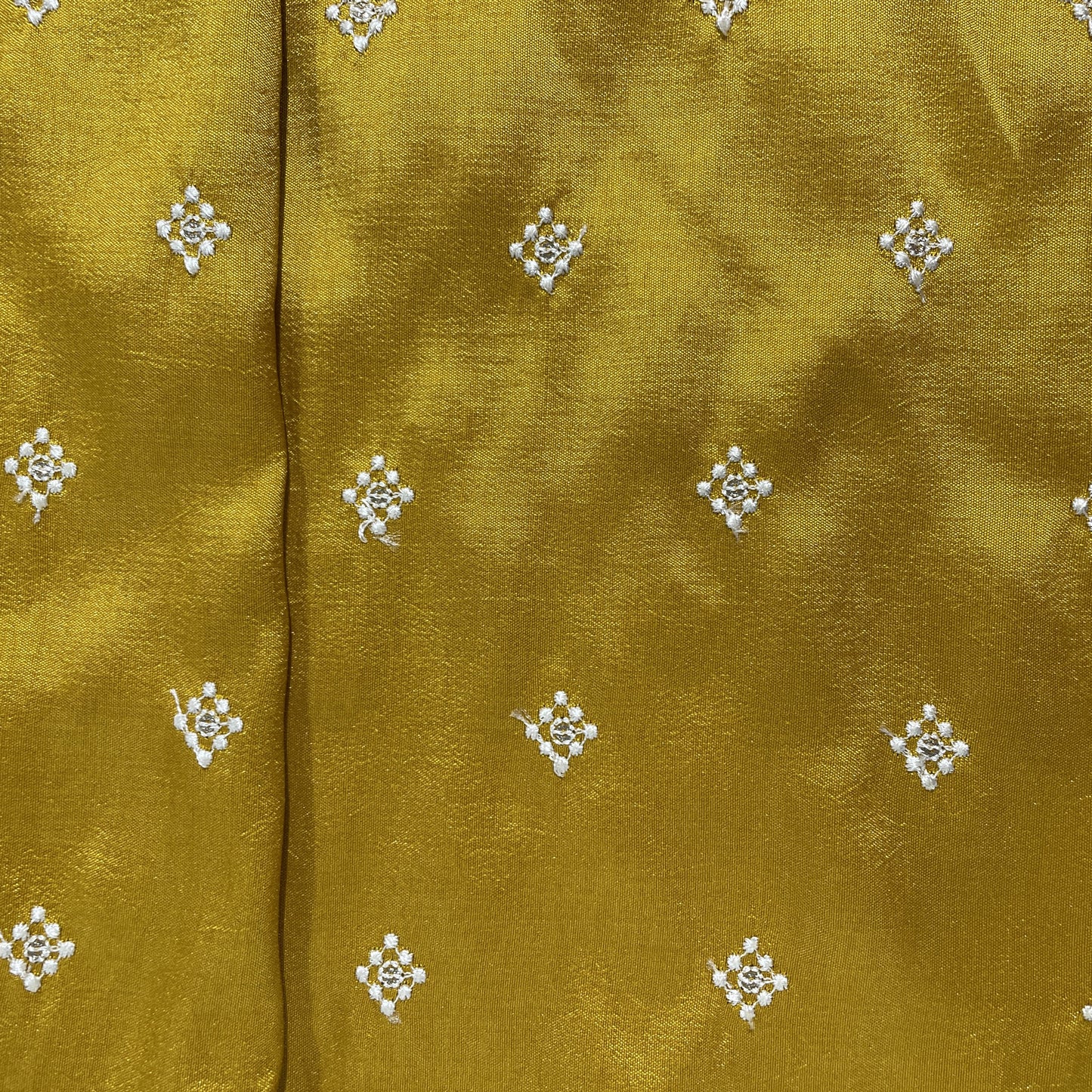 Mustard Thread Embroidery Russian Silk Fabric