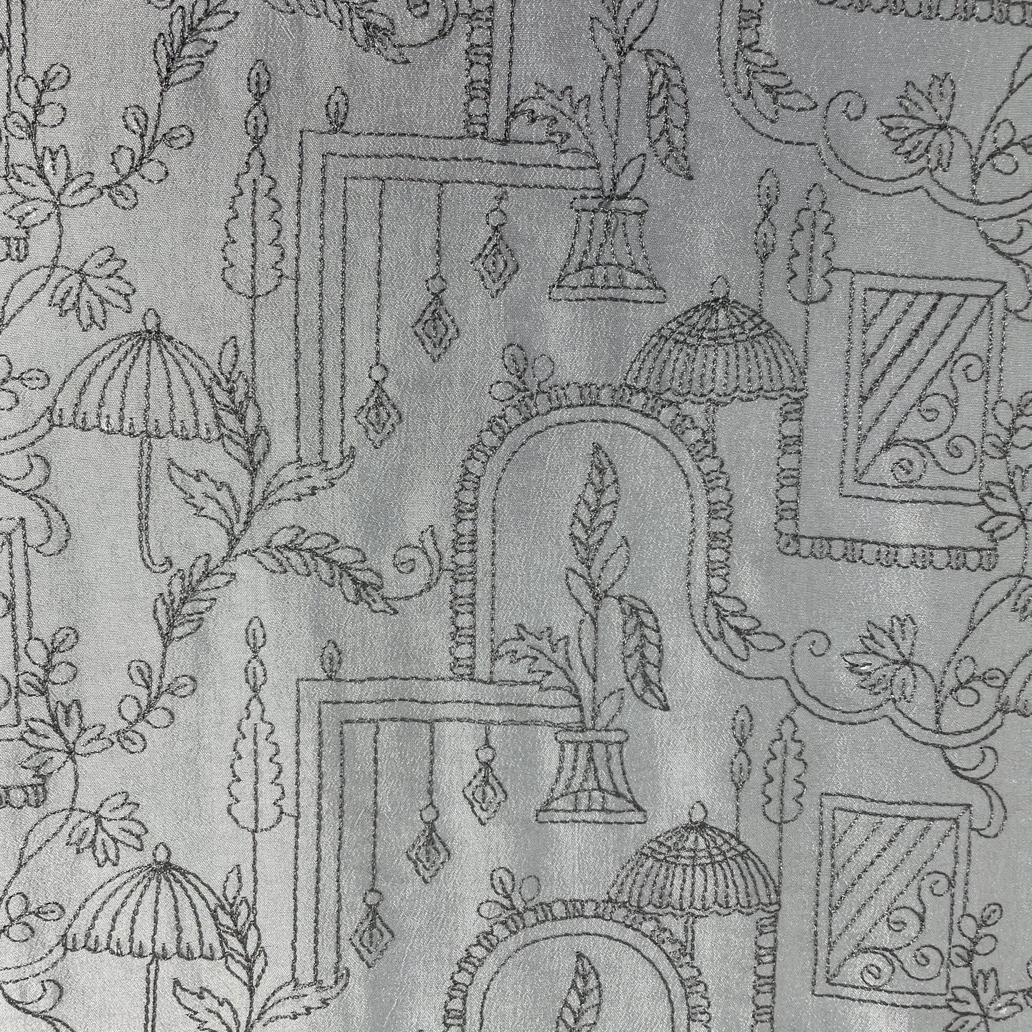 Baby Blue Traditional Embroidery Russian Silk