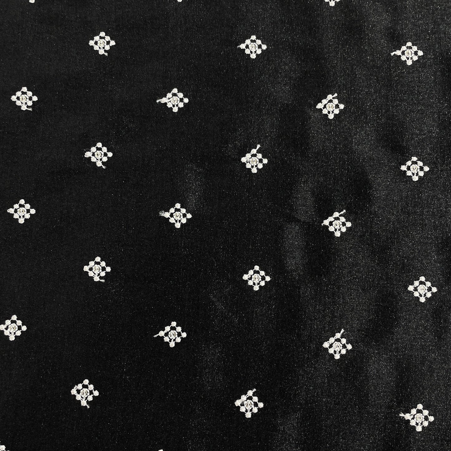 Black Thread Embroidery Russian Silk Fabric