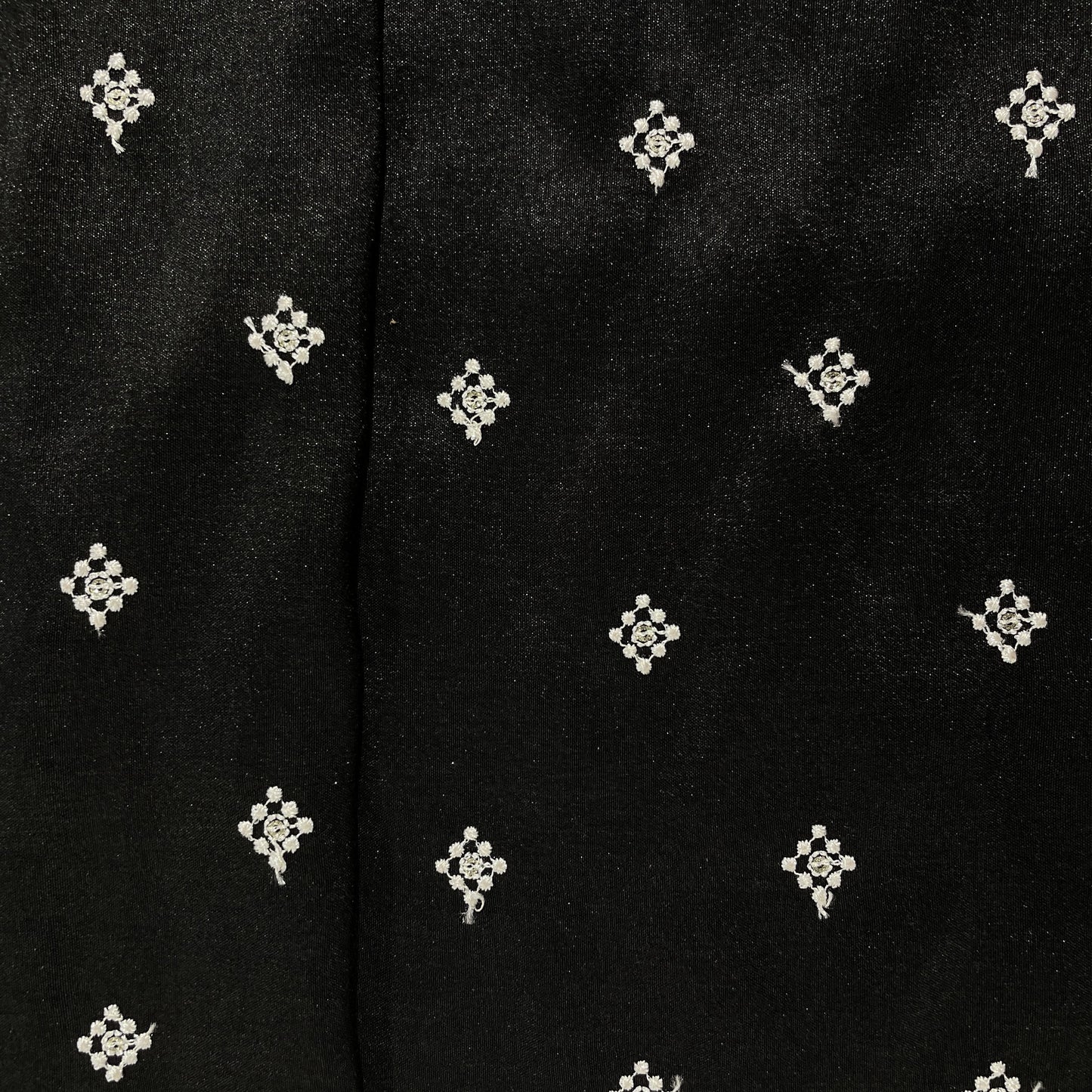 Black Thread Embroidery Russian Silk Fabric