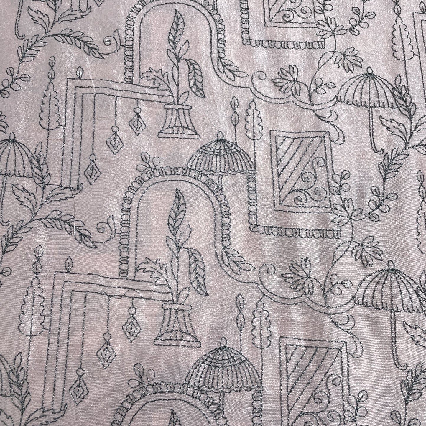 Baby Pink Traditional Embroidery Russian Silk