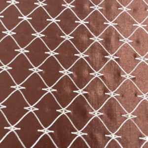 Brown Abstract Embroidery Russian Silk