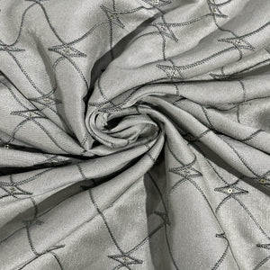 Olive Green Abstract Embroidery Russian Silk