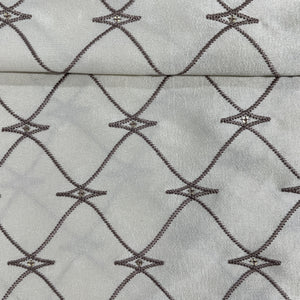 Off White Abstract Embroidery Russian Silk