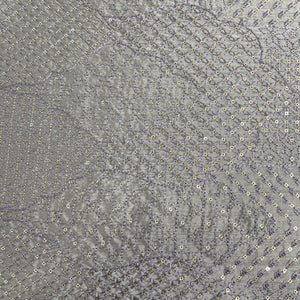 Dark Cream Sequins Embroidery Tusser Silk