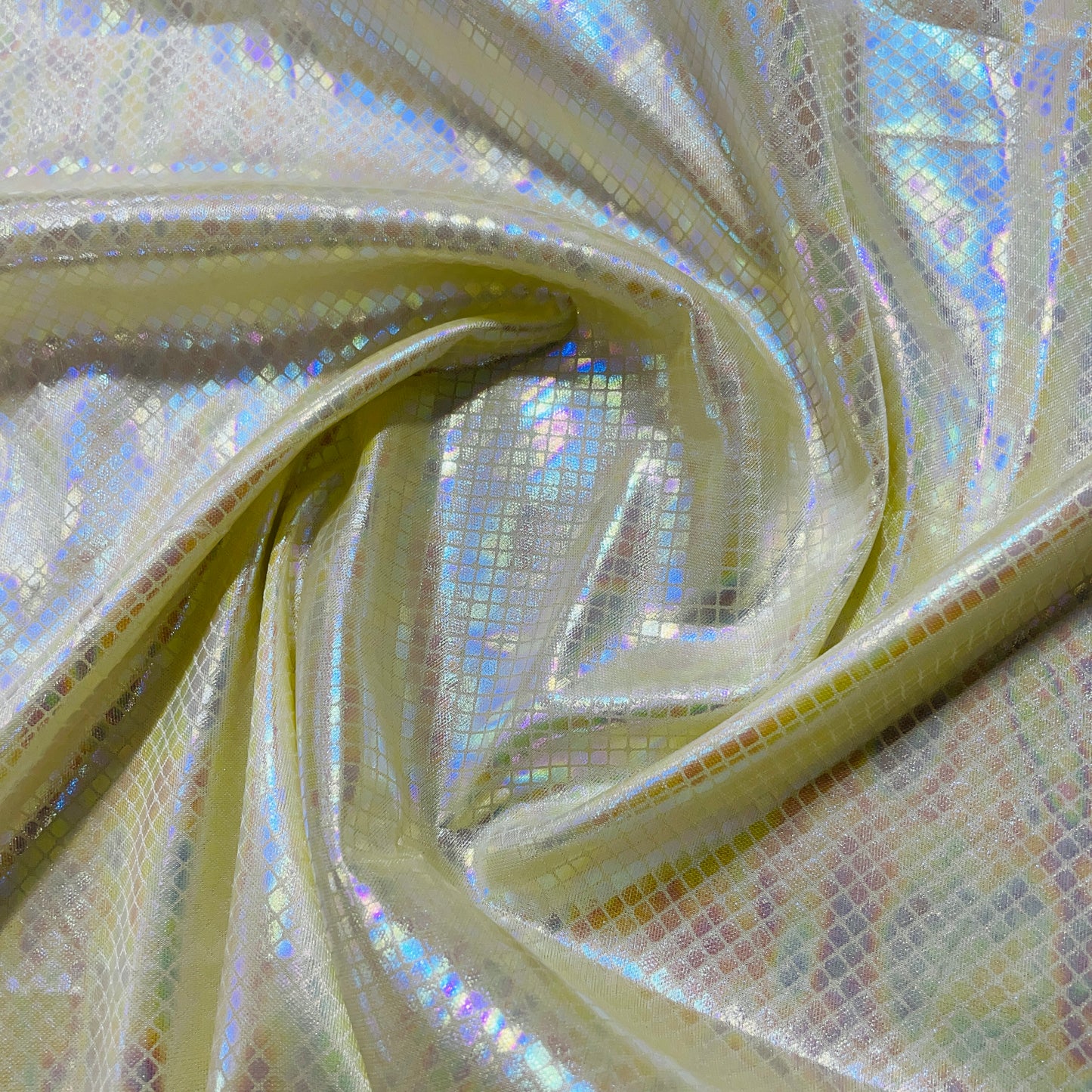 Light Yellow Geometerical 3D Rainbow With Lurex Knit Lycra Fabric - TradeUNO