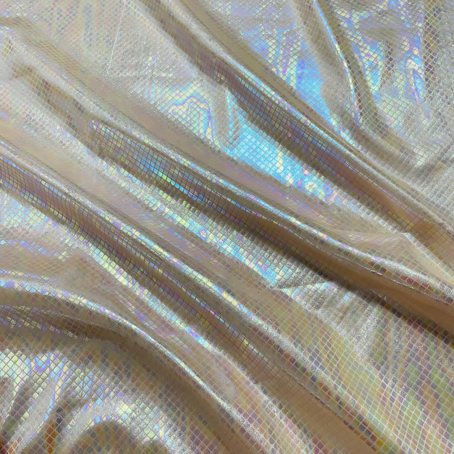 Salmon Pink Geometerical D Rainbow With Lurex Knit Lycra Fabric - TradeUNO