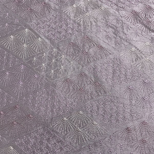 Purple Floral Thread Embroidery Tusser Silk