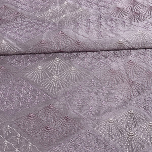 Purple Floral Thread Embroidery Tusser Silk