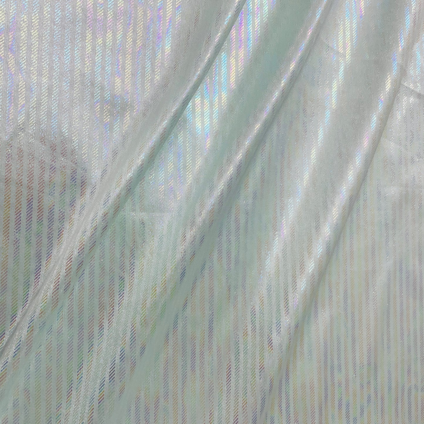 Sea Green Stripes 3D Rainbow With Lurex Knit Lycra Fabric - TradeUNO