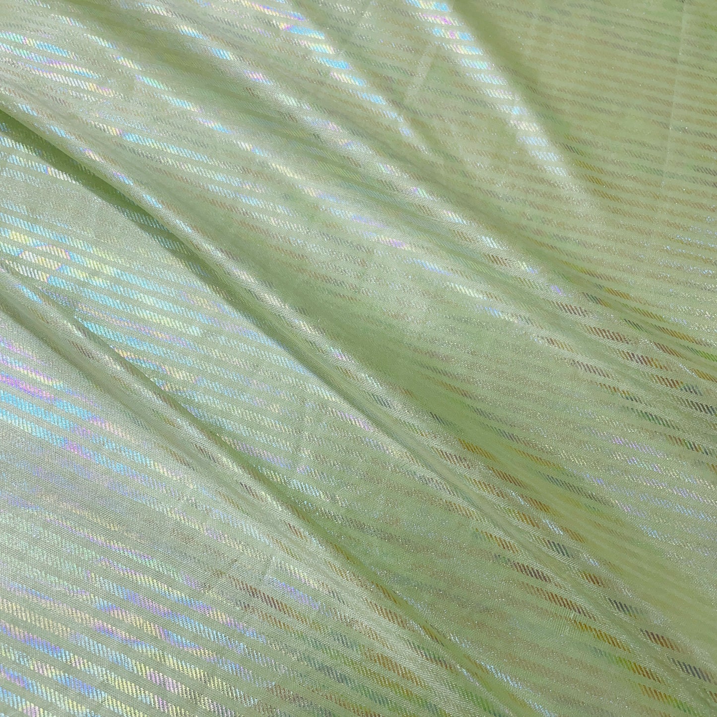 Green Stripes 3D Rainbow With Lurex Knit Lycra Fabric - TradeUNO