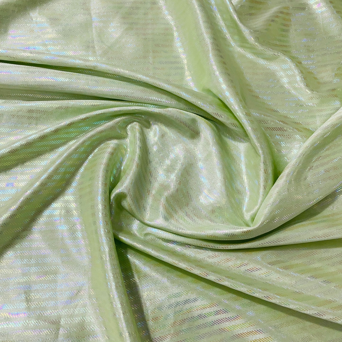 Green Stripes 3D Rainbow With Lurex Knit Lycra Fabric - TradeUNO