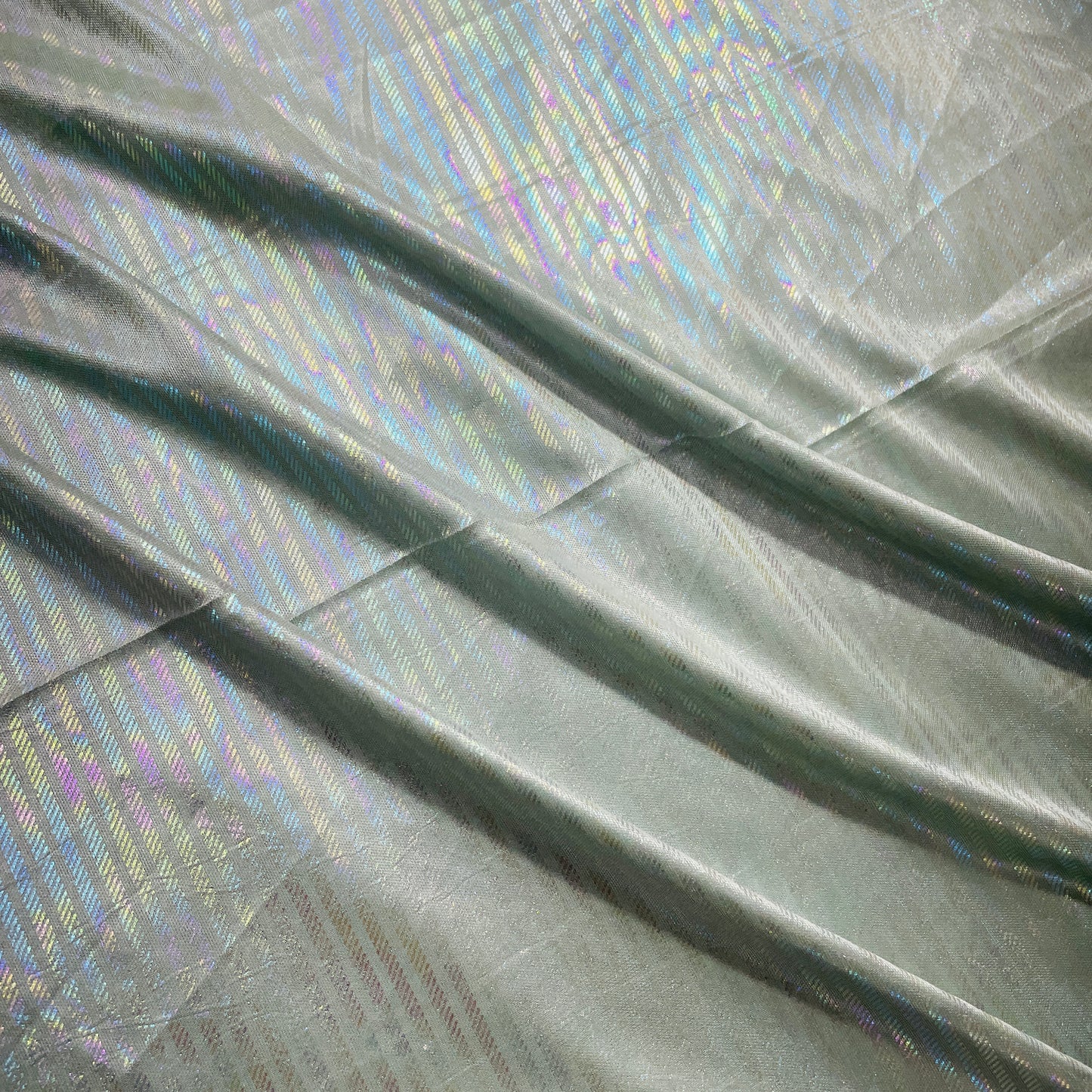 Dull Green Stripes D Rainbow With Lurex Knit Lycra Fabric - TradeUNO