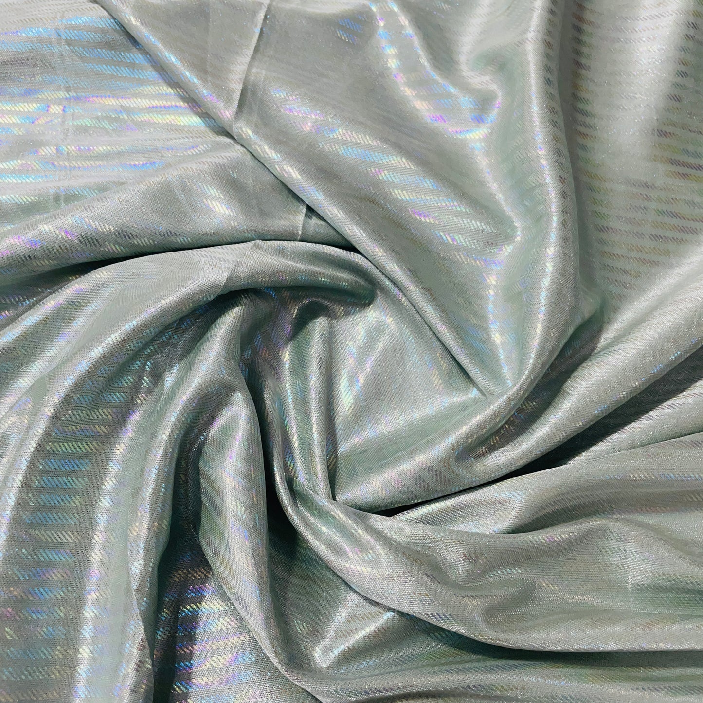 Dull Green Stripes D Rainbow With Lurex Knit Lycra Fabric - TradeUNO