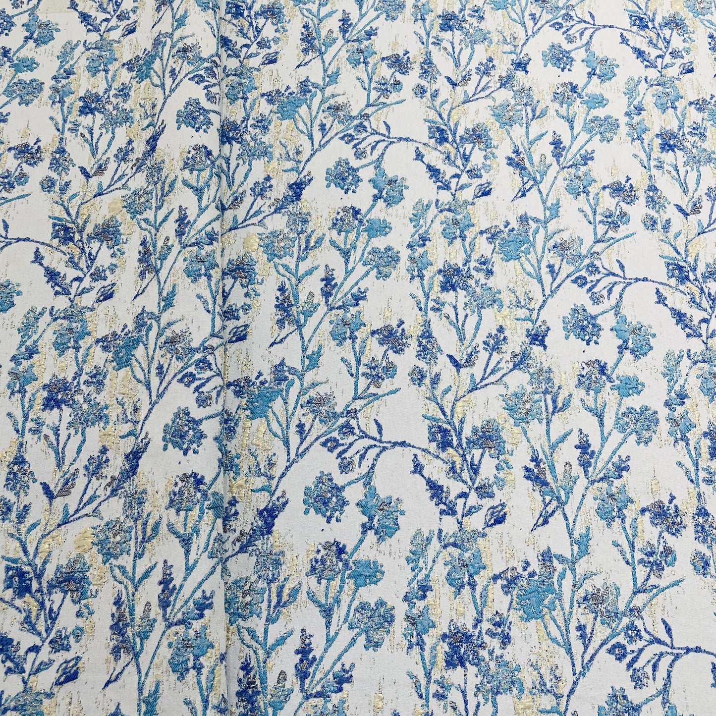 Blue & White Brocade Jacquard Fabric 12371