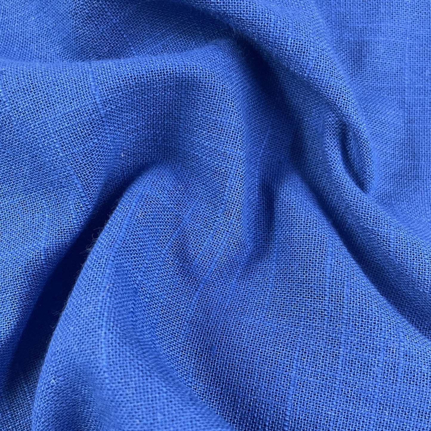 Exclusive Cotton Linen Slub Blue Solid Fabric