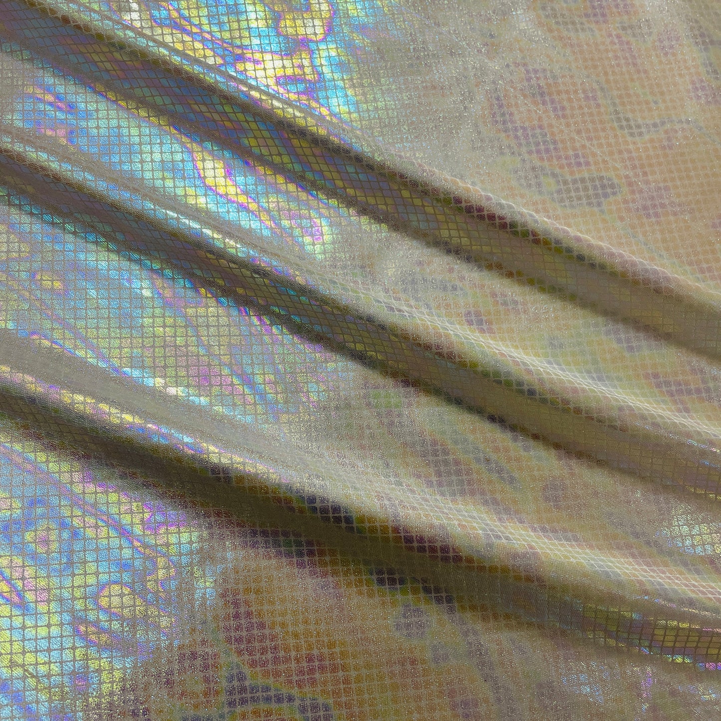 Grey Geometerical 3D Rainbow With Lurex Knit Lycra Fabric - TradeUNO