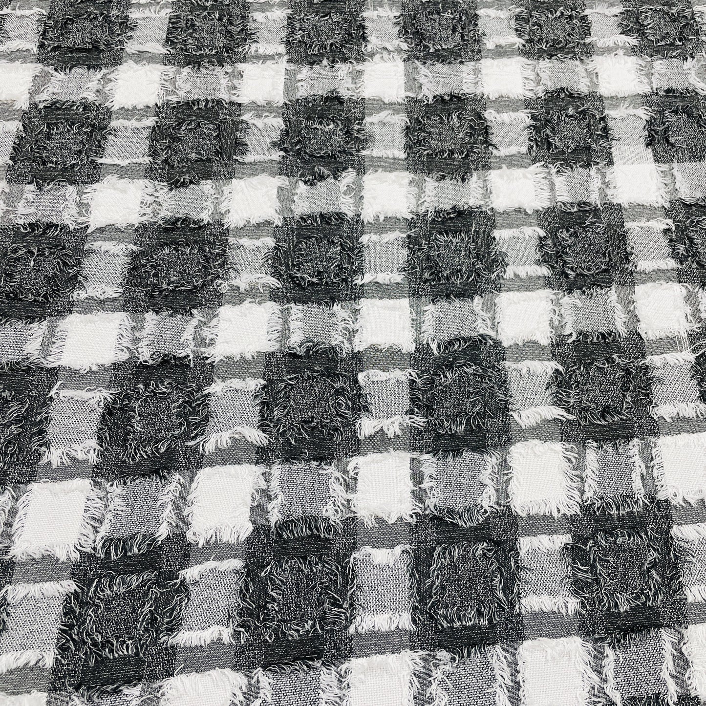 White Black Ripped Denim Fabric