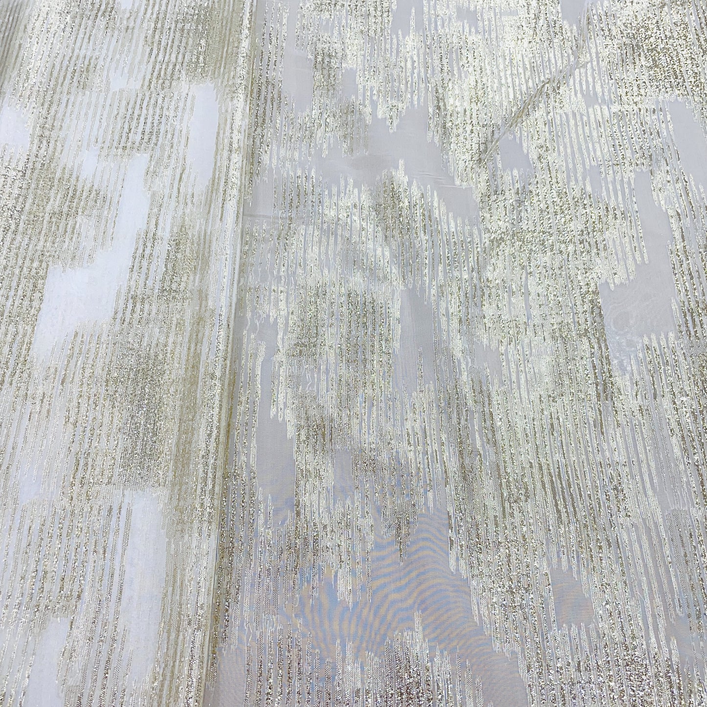 White With Golden Lurex Organza Jacquard Fabric
