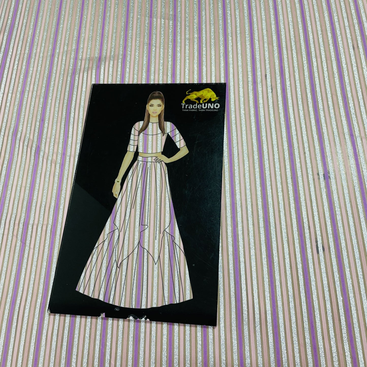Pink Purple Stripe With Lurex Brocade Jacquard Fabric