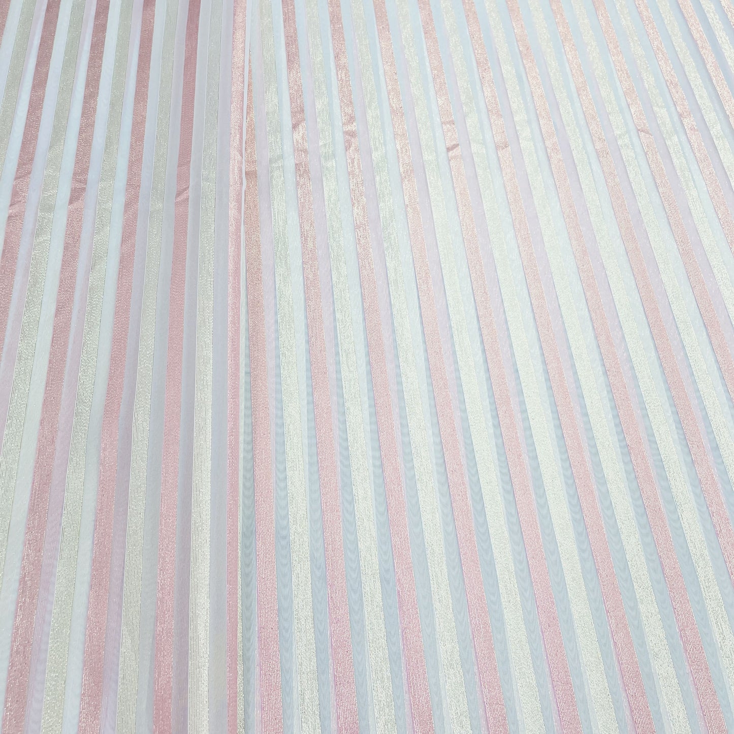 Pink & Golden Stripe Silk Tafetta Fabric