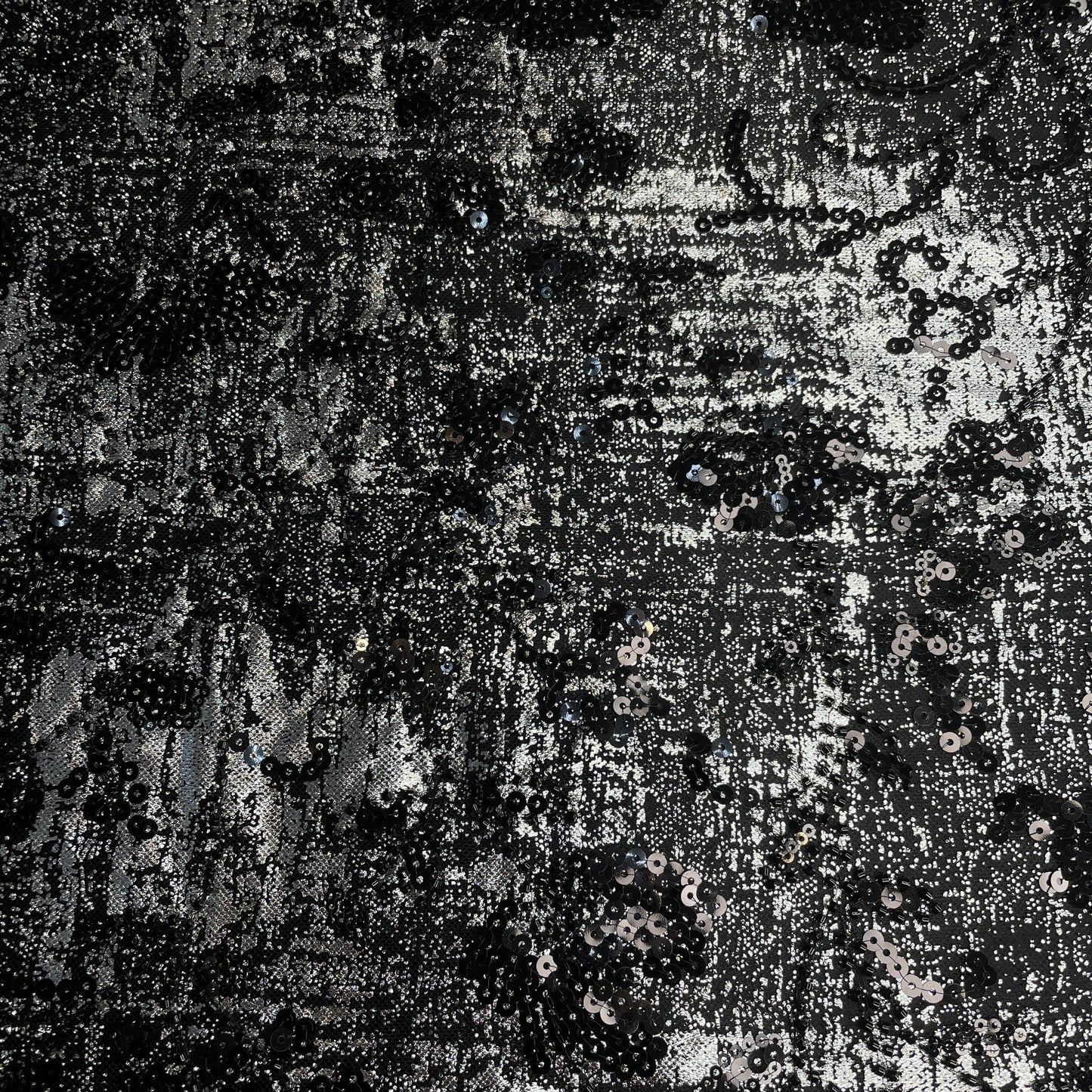 Premium Black Foil Sequins CutDana Handcrafted Net Fabric