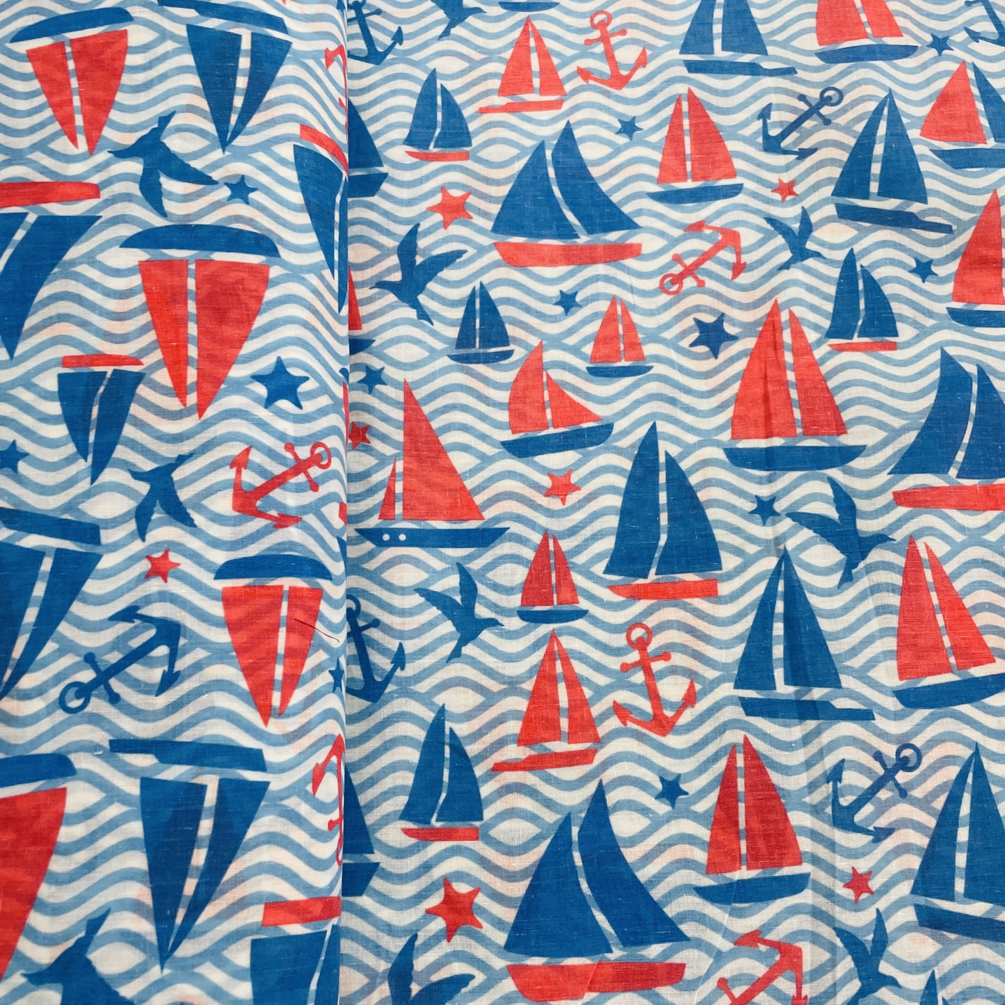 Blue Kids Print Cotton Fabric