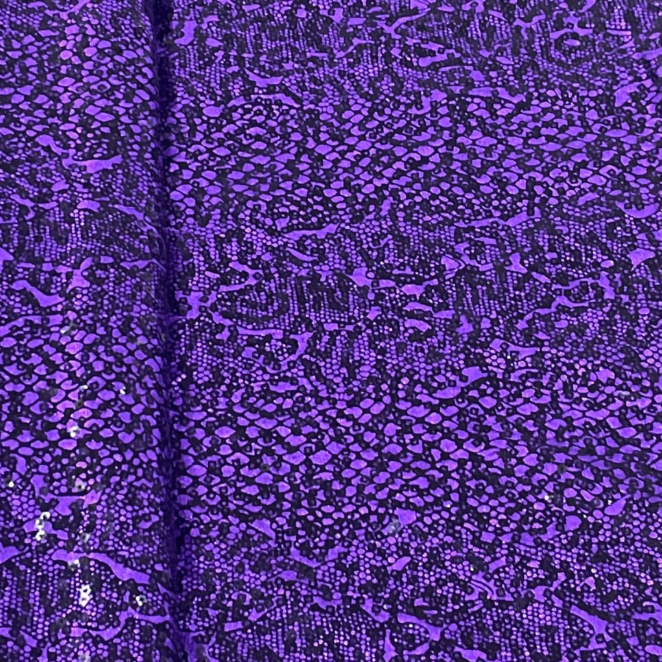 Purple Sequence Embroidery Knitted Lycra Fabric