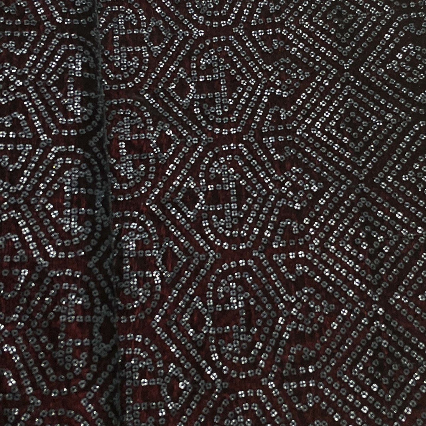 Premium Dark Red Sequence Embroidery Velvet Fabric