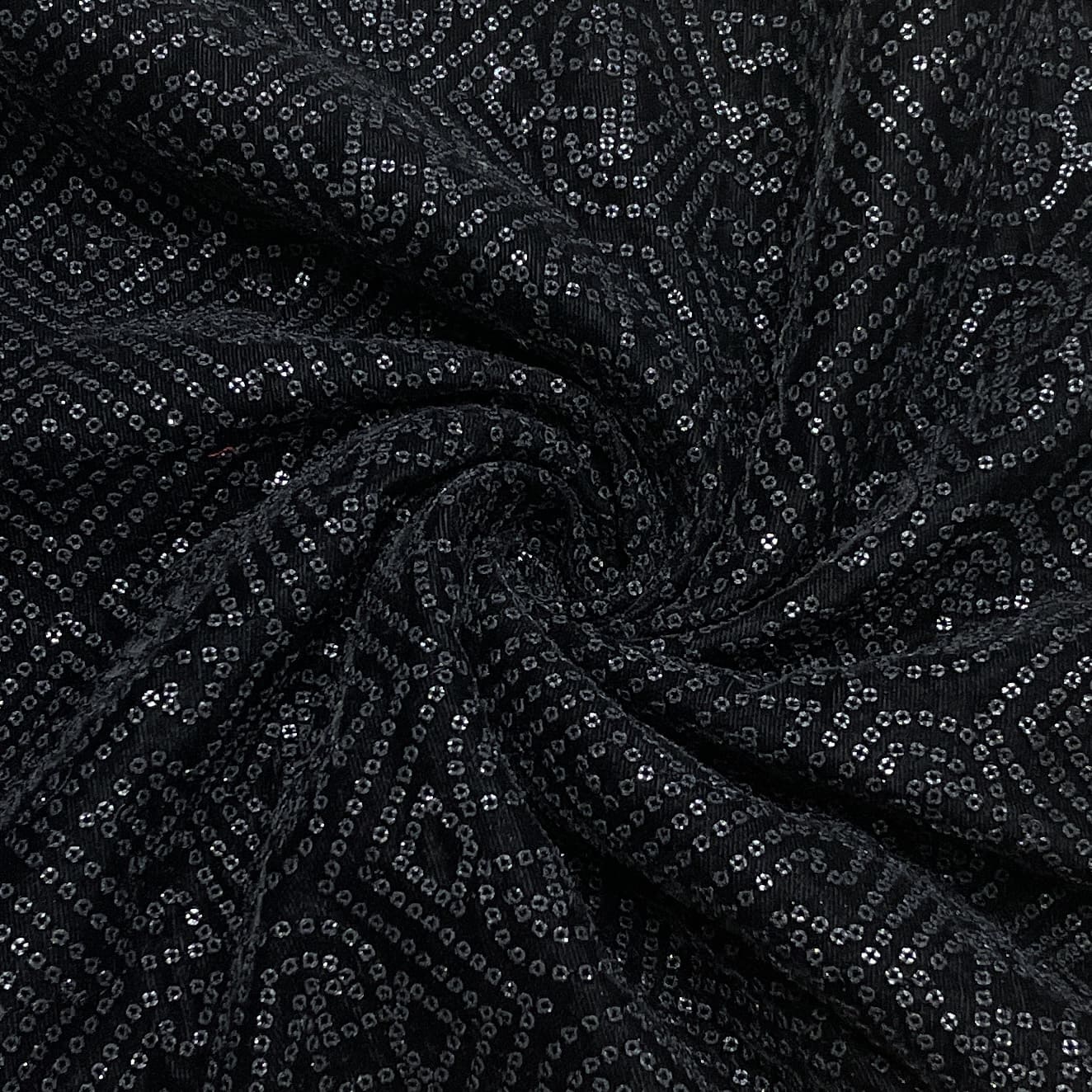 Premium Black Sequence Embroidery Velvet Fabric