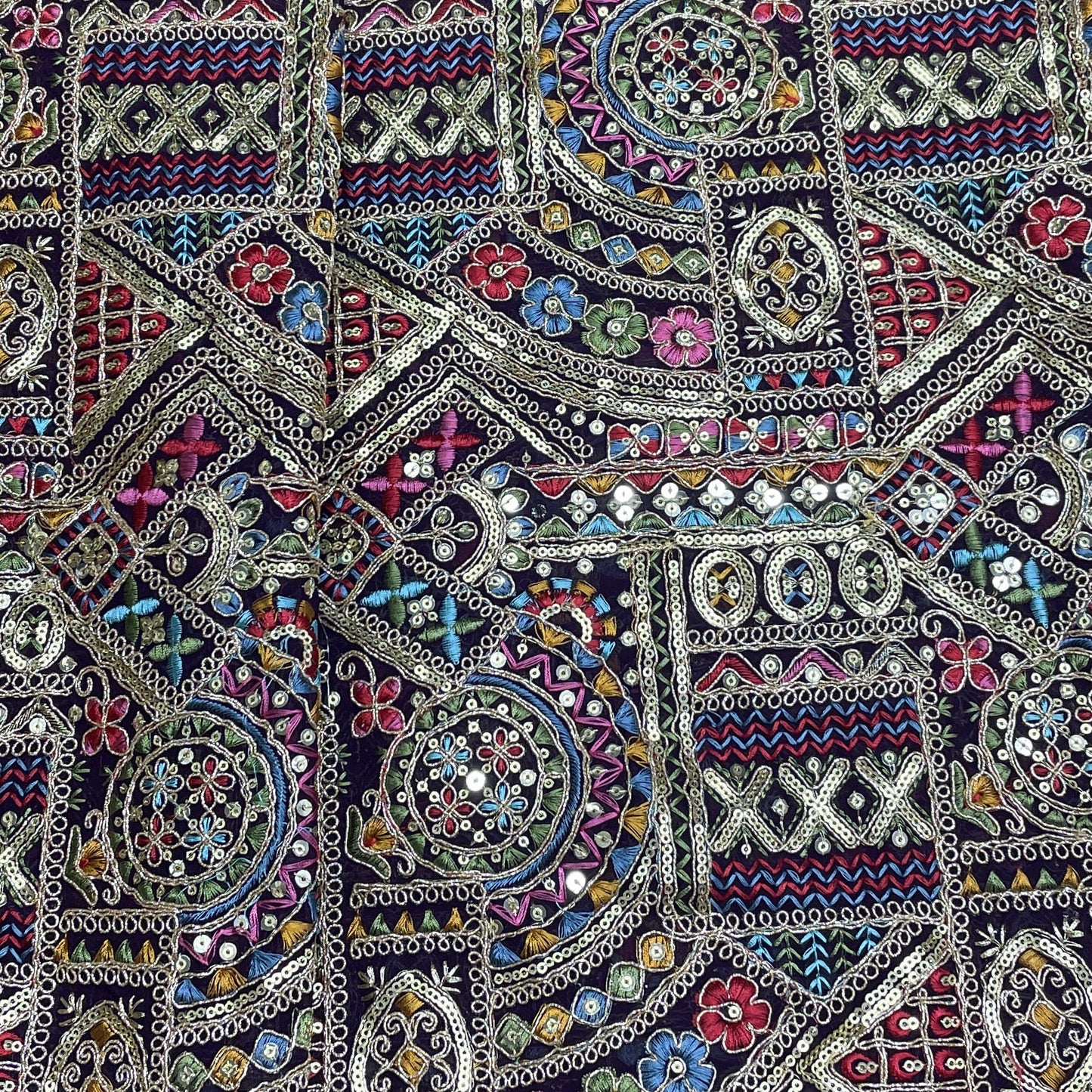 Premium Wine Traditional Zari Sequence Embroidery Georgette Fabric