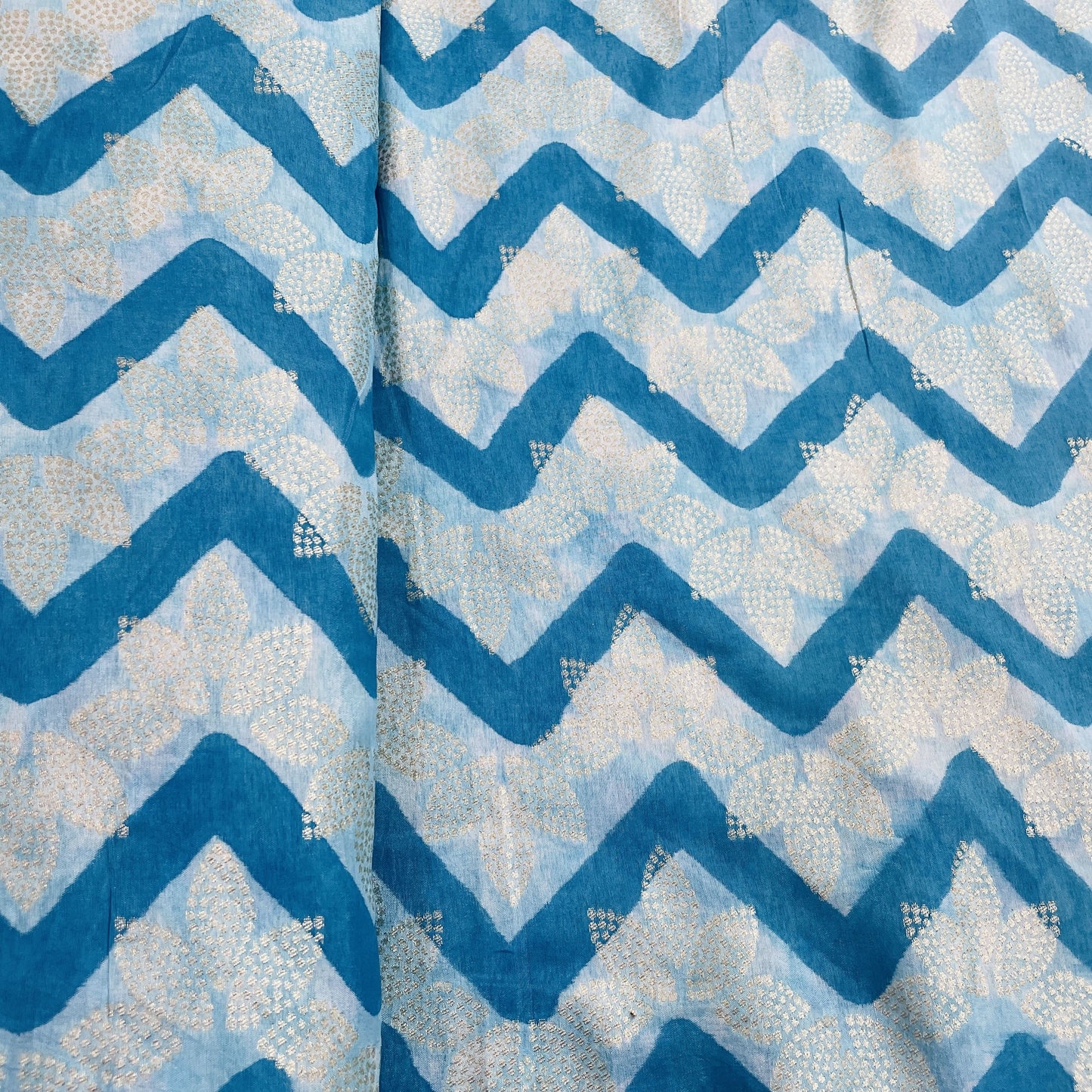 Sky Blue Chevron Dola Silk Jacquard Fabric