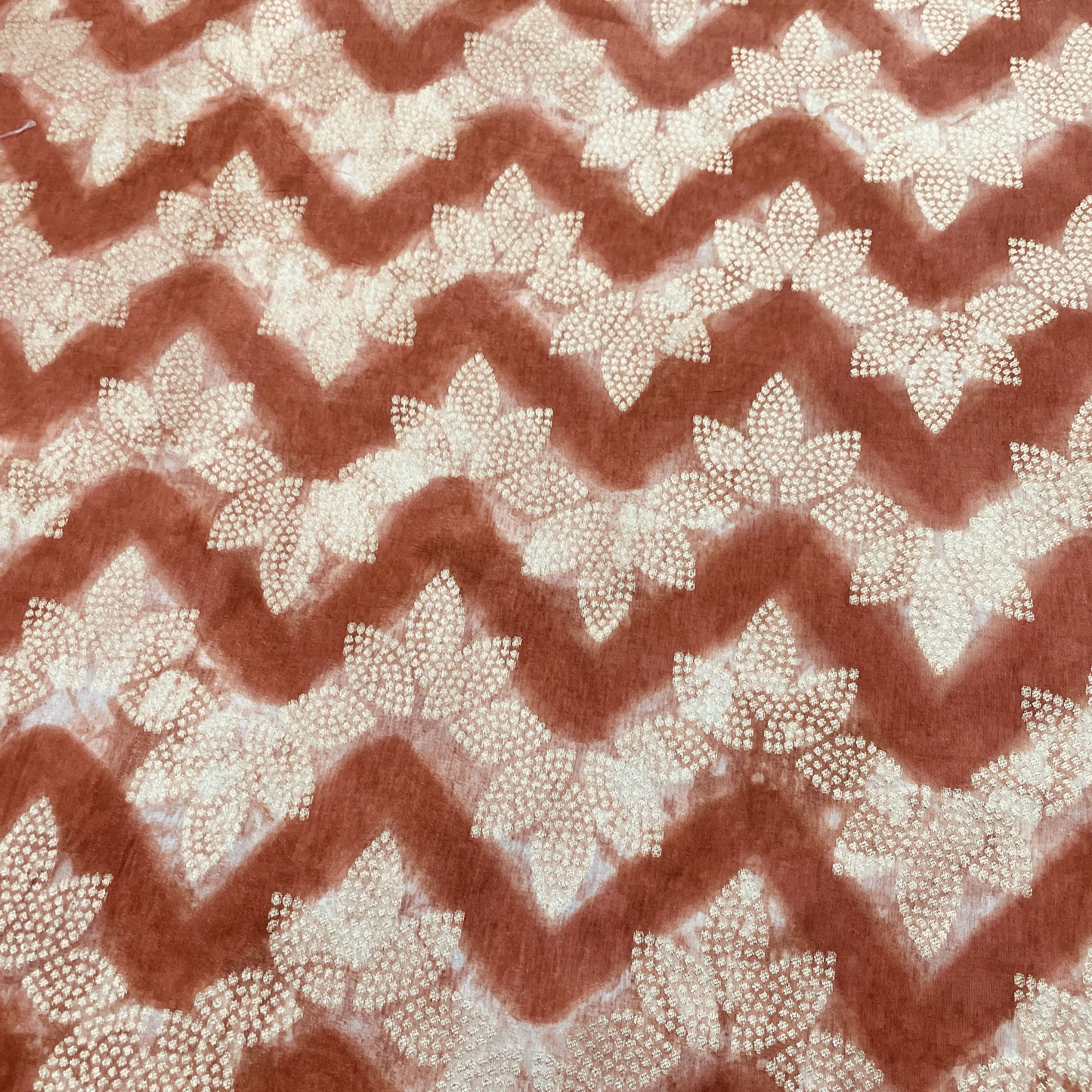 Red Chevron Dola Silk Jacquard Fabric