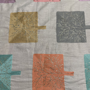 Exclusive White Multicolor Thread Embroidery Cotton Fabric