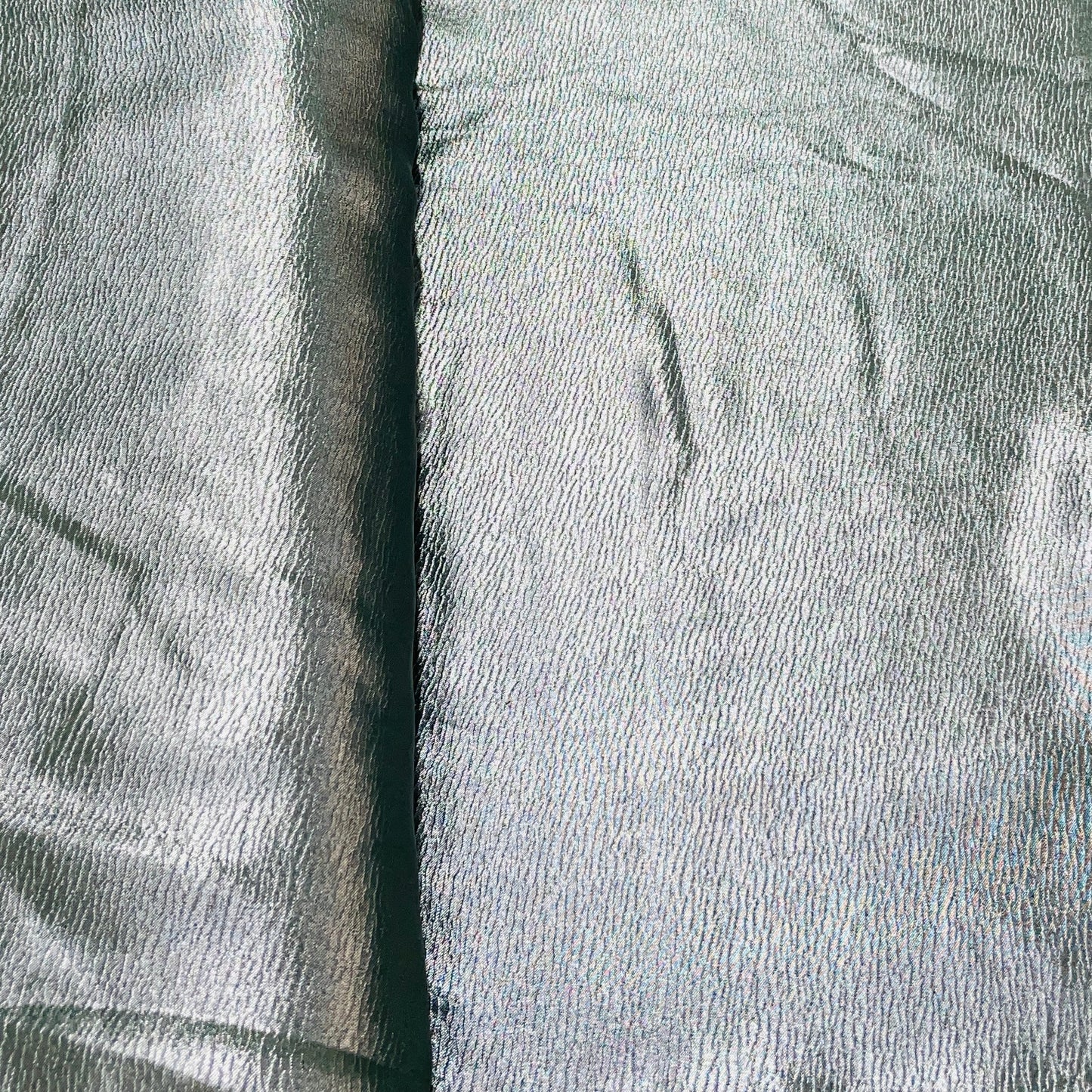 Dark Green Solid Silver Shimmer Georgrette Satin - TradeUNO