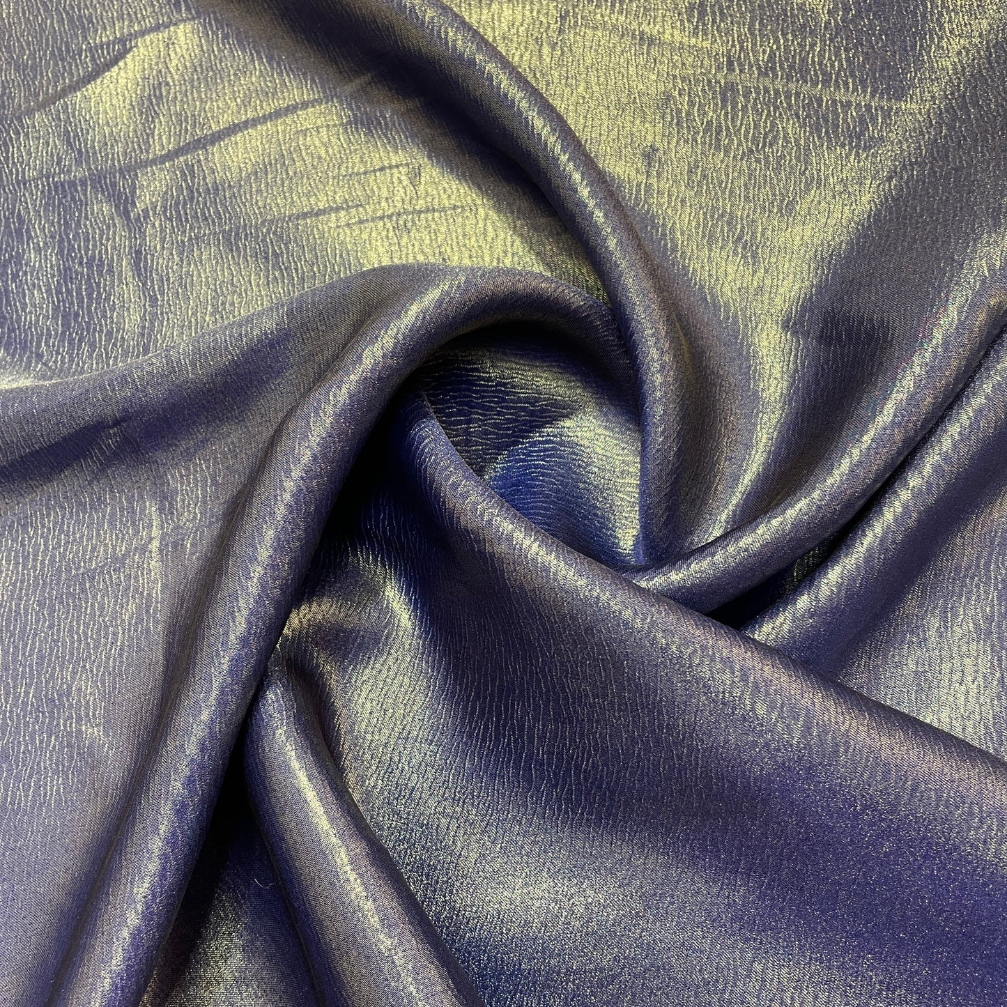 Navy Blue Solid Gold Shimmer Georgrette Satin - TradeUNO