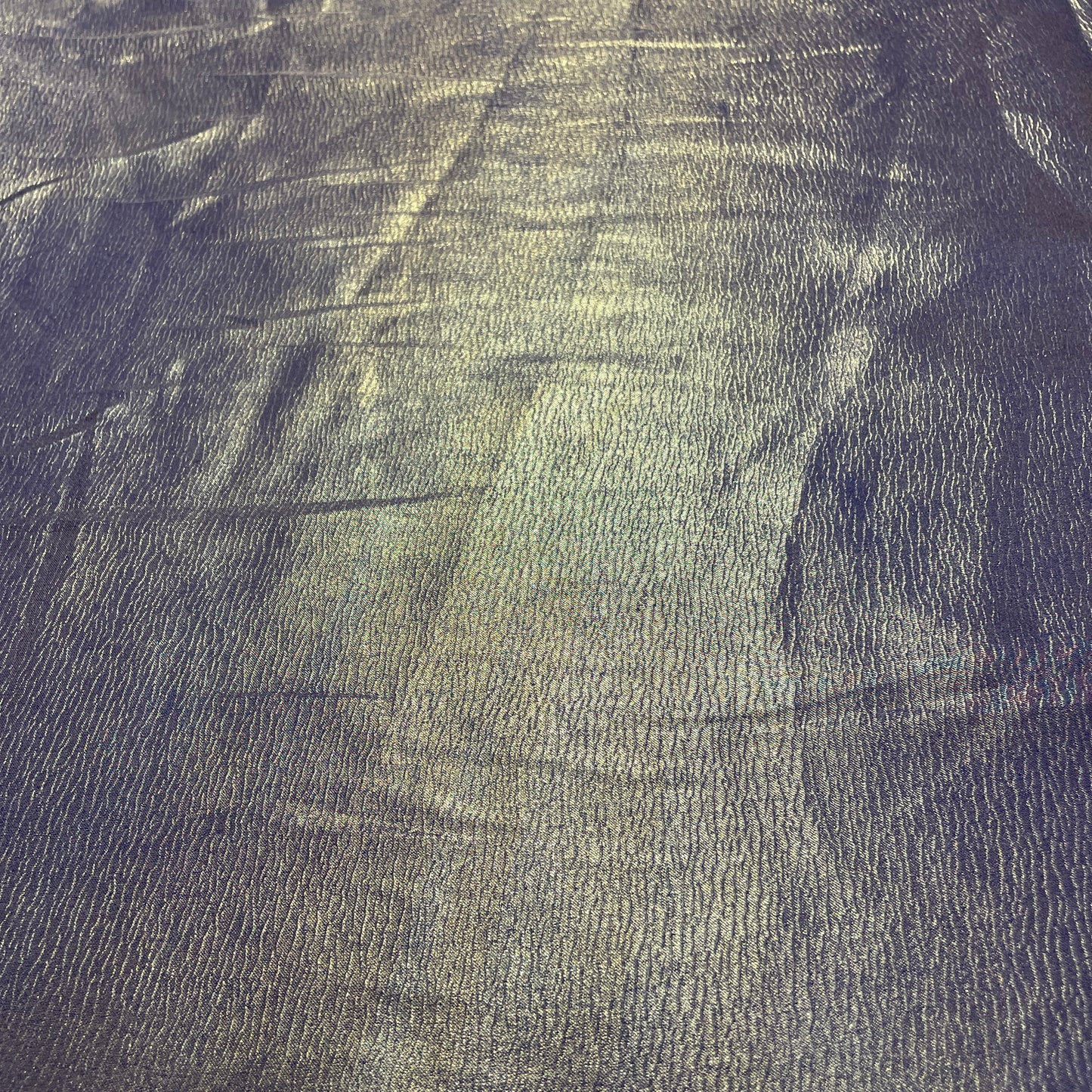 Navy Blue Solid Gold Shimmer Georgrette Satin - TradeUNO