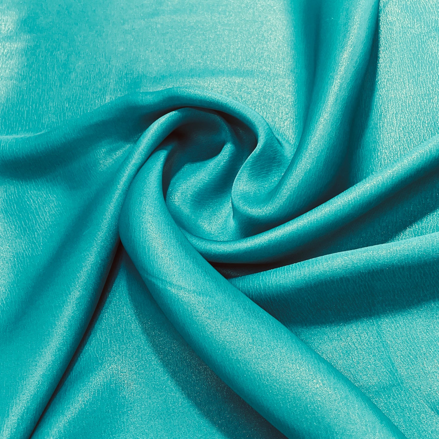 Turquoise Green Solid Gold Shimmer Georgrette Satin Fabric - TradeUNO