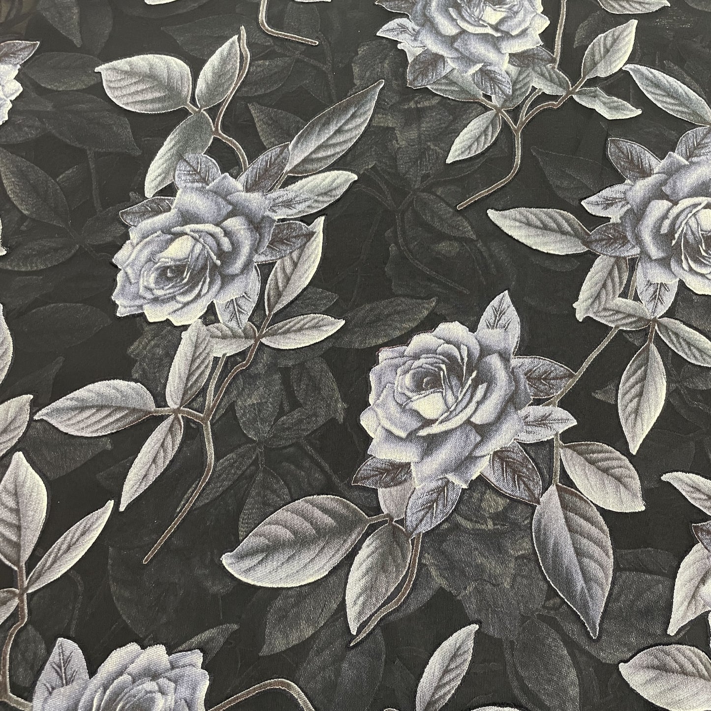 Black & Blue Floral Brasso Georgette Fabric
